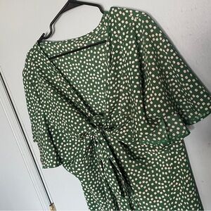 Green Floral Women's Maxi Wrap Dress